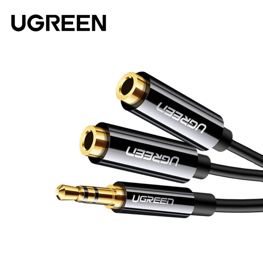 Ugreen 3.5mm Male to 2 Female Audio Cable 20cm Black (UG- 70683)