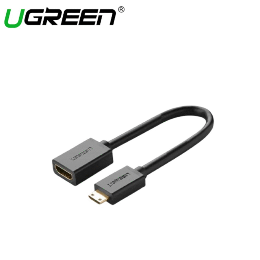 Ugreen Mini HDMI Male to HDMI Female Adapter Cable 22cm Black (UG- 20137)