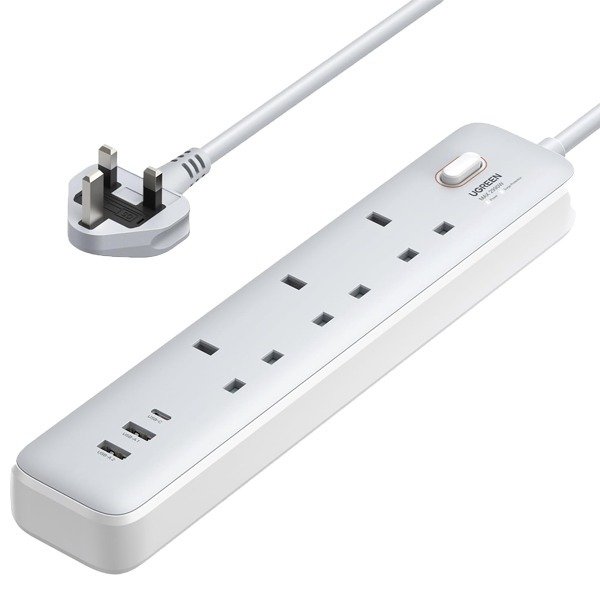 Ugreen Surge Protector Power Strip (6 AC Outlets + 65W 2A2C) UK White 2m (UG-35011)