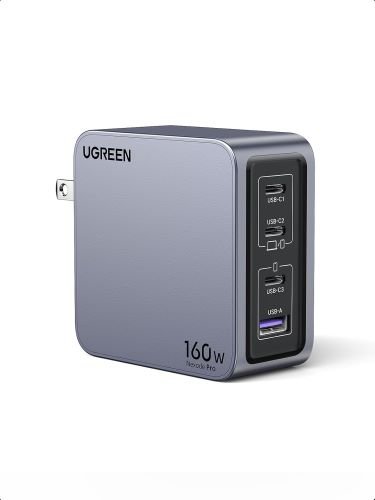 Ugreen Nexode Pro 160W 4-Port GaN Fast Charger UK Grey+1.5M 240W Cable (UG-25878)