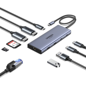 UGREEN 10-in-1 USB-C Hub, USB-C to 2 HDMI (4K@60Hz) + 2 USB-C 3.2 + USB-A3.2 + USB-A3.0 + Gigabit RJ45 + SD/TF + PD (100W)