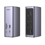 UGREEN 12-in-1 Fast Charge Universal Docking Station: 2x USB-A 3.2 Gen 1 + 1x USB-A Gen 2 + 2x HDMI + 1x DisplayPort + 1x USB-C 3.2 Gen 2 + RJ45 + USB-C Host + Triple Display + 3.5mm Audio