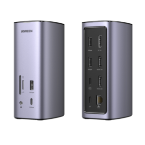 UGREEN 12-in-1 Fast Charge Universal Docking Station: 2x USB-A 3.2 Gen 1 + 1x USB-A Gen 2 + 2x HDMI + 1x DisplayPort + 1x USB-C 3.2 Gen 2 + RJ45 + USB-C Host + Triple Display + 3.5mm Audio
