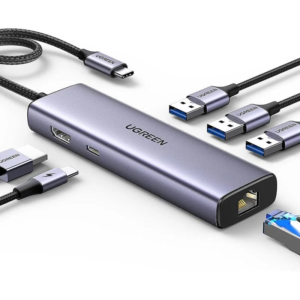 UGREEN 6-in-1 Multifunction Adapter, USB-C to 4K HDMI + USB 3.0 A (3 Port) + SD/TF Converter