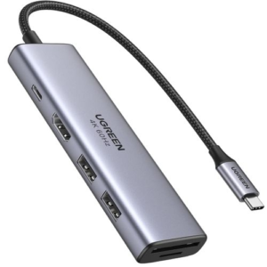 UGREEN 6-in-1 Multifunction Adapter, USB-C to USB 3.0 A (3 Port) + 4K HDMI + RJ45 + PD Converter