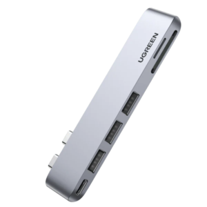 UGREEN 6-in-2 USB-C Multifunction Adapter for MacBook (CM380): Dual USB-C to Thunderbolt 3 + 4K HDMI + USB 3.0 (2 Ports) + SD & TF Card Reader