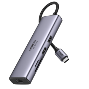 UGREEN 7-in-1 Multifunction Adapter, USB-C to USB 3.0 A (2 Port) + USB-C + 4K HDMI + SD & TF Card Reader + PD Converter