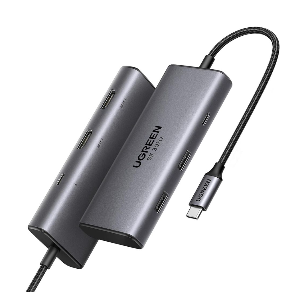 UGREEN 8-in-1 Multifunction Adapter, USB-C to USB3.2 (2 Port) + USB-C3.2 (2 Port) + 4K HDMI (2 Port) + VGA + PD Port Converter