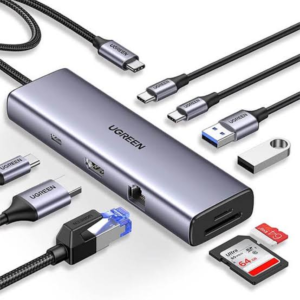 UGREEN 9-in-1 USB-C Multifunction Adapter (CM498): USB-C to USB 3.0 (3 Ports) + 4K HDMI + VGA + Gigabit Ethernet + SD & TF Card Reader