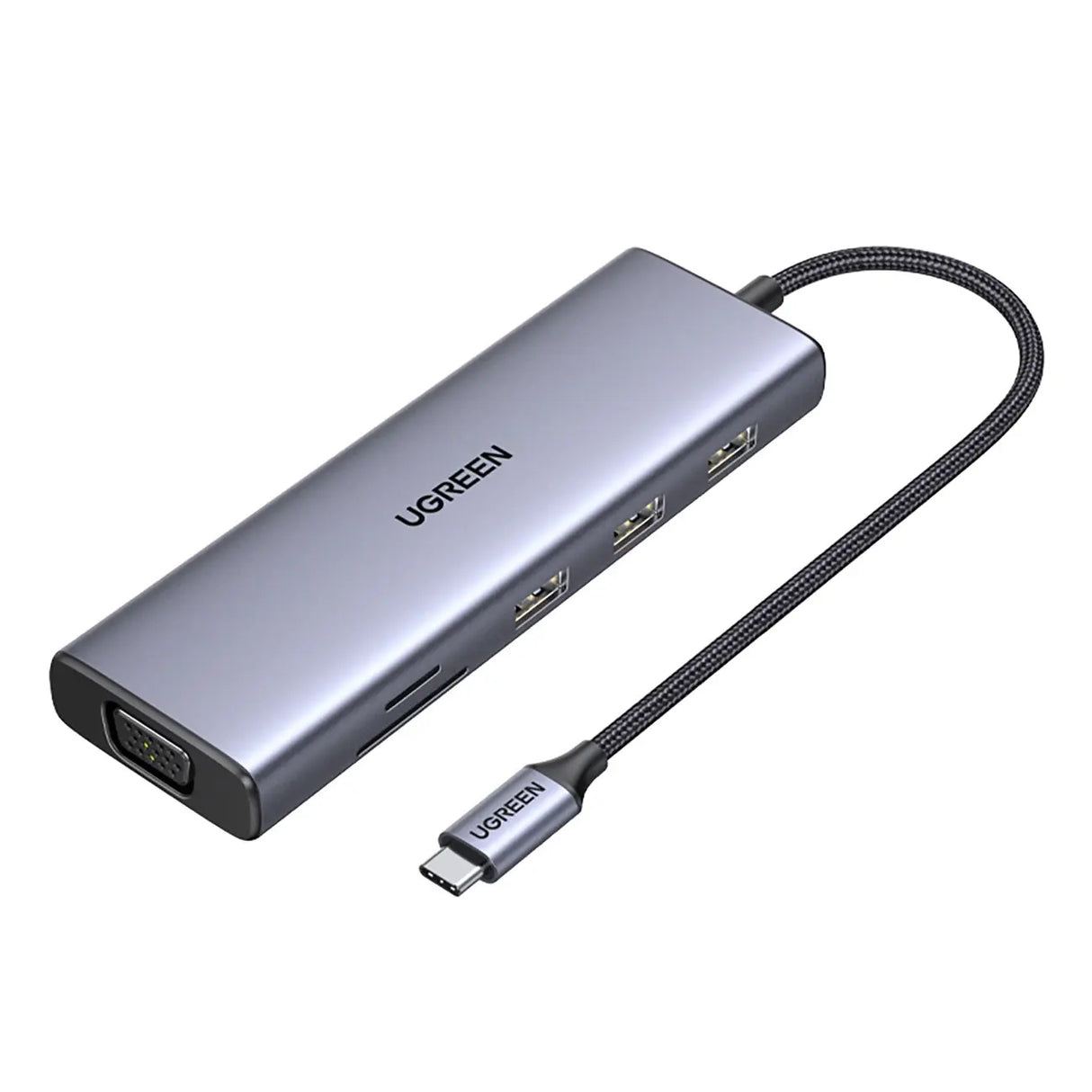 UGREEN 9-in-1 USB-C Multifunction Adapter, USB-C to HDMI (4K@30Hz) + VGA + 3 USB-A3.0 + Gigabit RJ45 + SD/TF + 3.5mm + PD (100W)